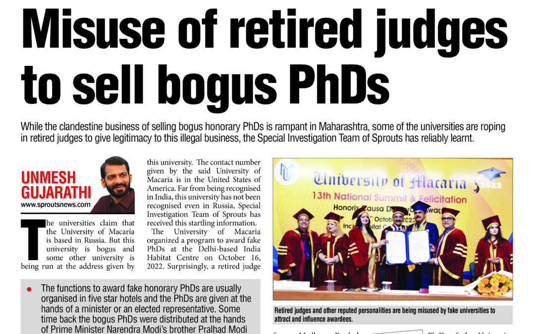 Misuse of retired judges to sell bogus PhDs