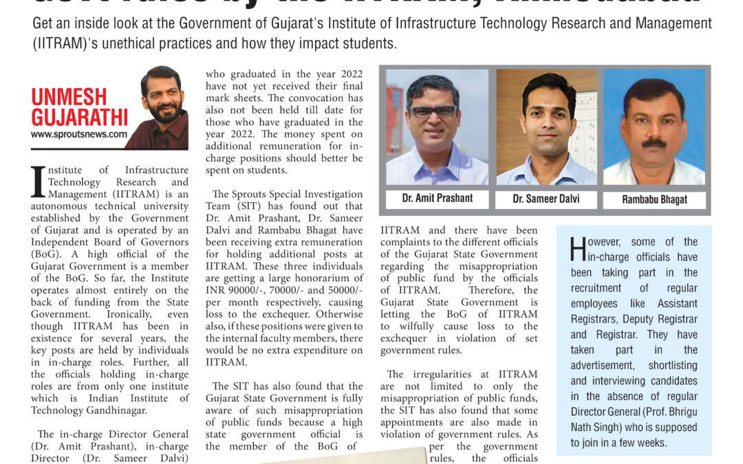 Silence of Gujarat Govt on violation of Govt rules by the IITRAM, Ahmedabad