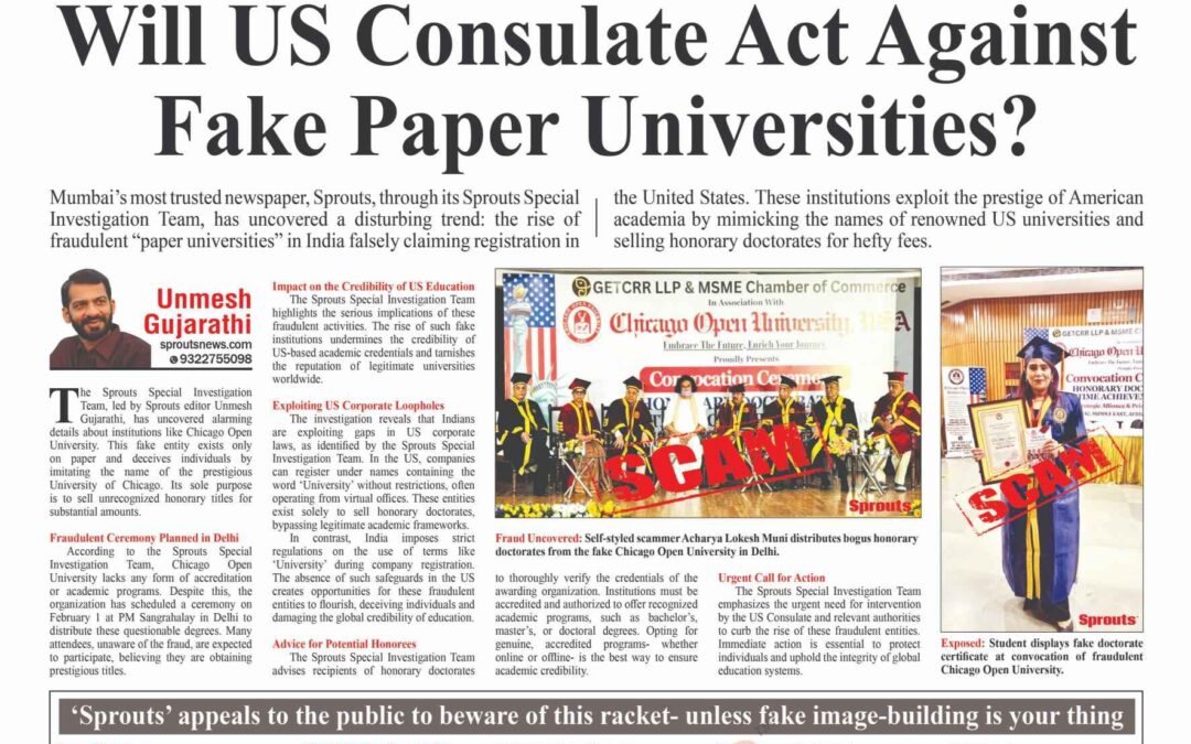 Will US Consulate Act Against Fake Paper Universities?